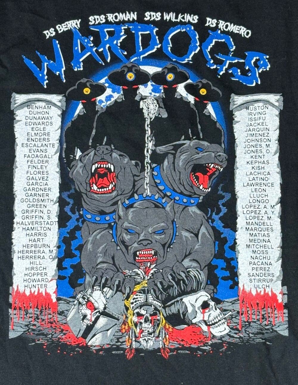 Bravo Battery WARDOGS Graphic T-Shirt XL Black Military Dog Skull Graphic